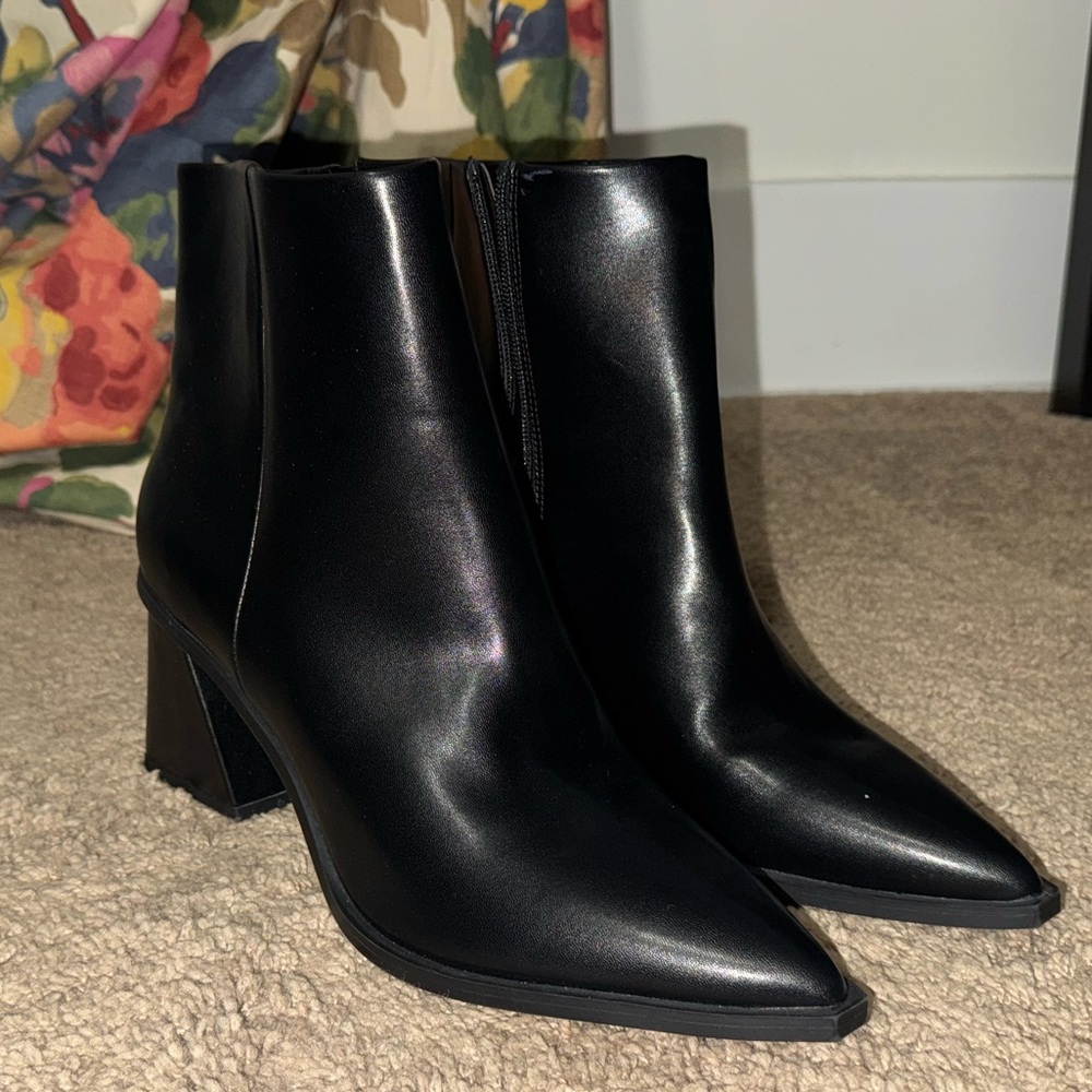 Black BP block heel mid rise boots - size 11